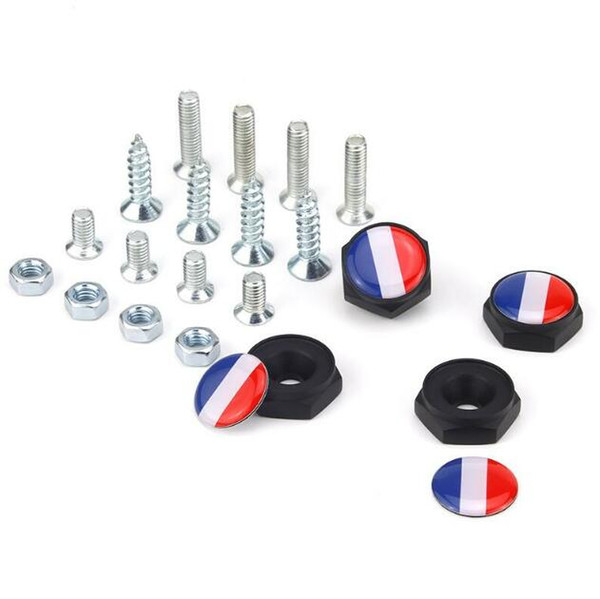 France flag Union Jack UK flag Black color Auto Aluminum alloy Anti-theft Car License Plate Bolts Frame Screws Badge Emblem