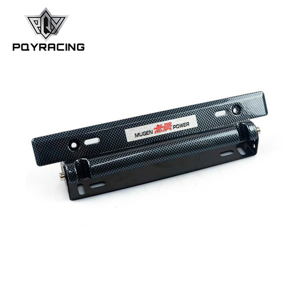 MUGEN Style Adjustable Carbon Fiber Look Bumber Plate , License plate frame with Five kinds of logo stickers PQY-LPF11