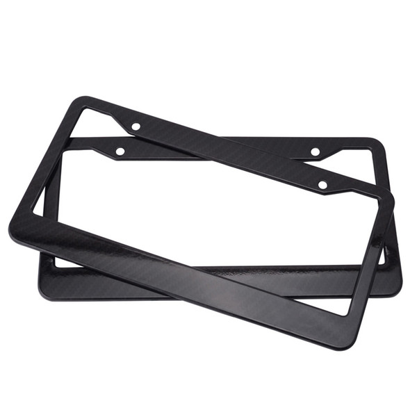 2pcs Carbon Fiber License Plate Frame Tag Cover Holder Fit Vehicles USA Canada Standard License Plate Frame