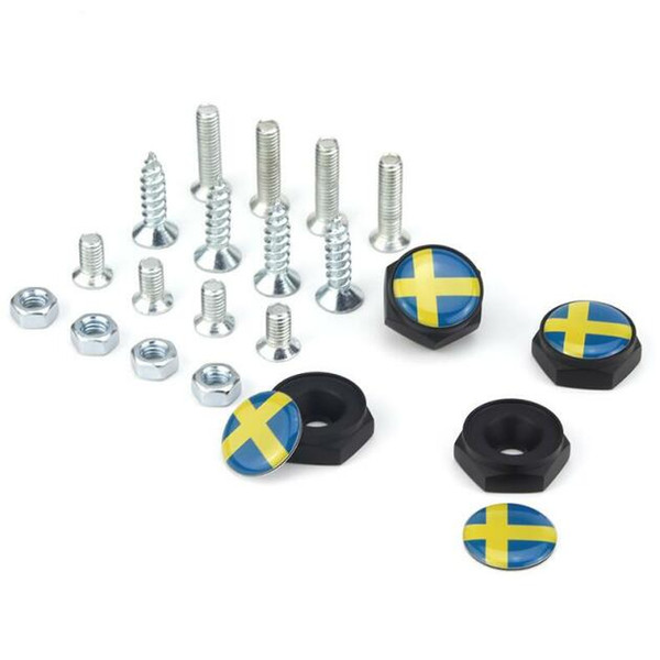 Sweden flag Germany Italy flag Black color Auto Aluminum alloy Anti-theft Car License Plate Bolts Frame Screws Badge Emblem fit for volvo