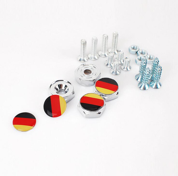 DE Gemany Flag License Plate Screws Thread License Plate Bolt Frame Bolts Universal Screws Chrome Car Styling