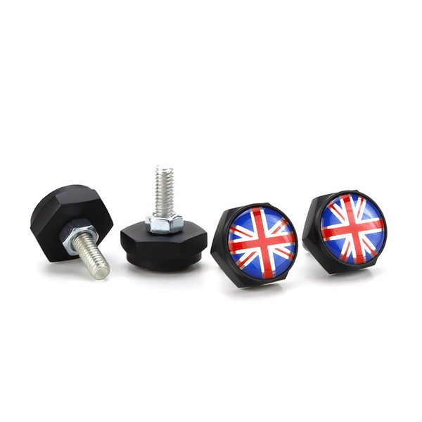 Black UK GB Flag Automobile Exterior Decoration Anti-theft Screw Plate Frame Sealing Screw License Plate Frame Screw License Plate Bolt