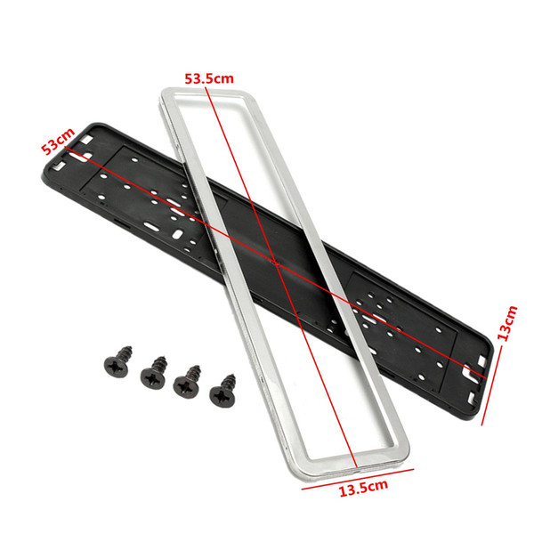 European / German / Russian 53 x 13 cm Car License Plate Frame Holder With Four Screws Vehicle Sliver/Black Car Styling