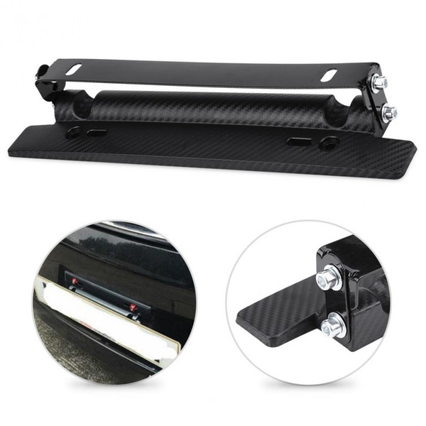 New Universal Adjustable Carbon Fiber Car License Plate Frame Holder Mount Bracket Car Styling