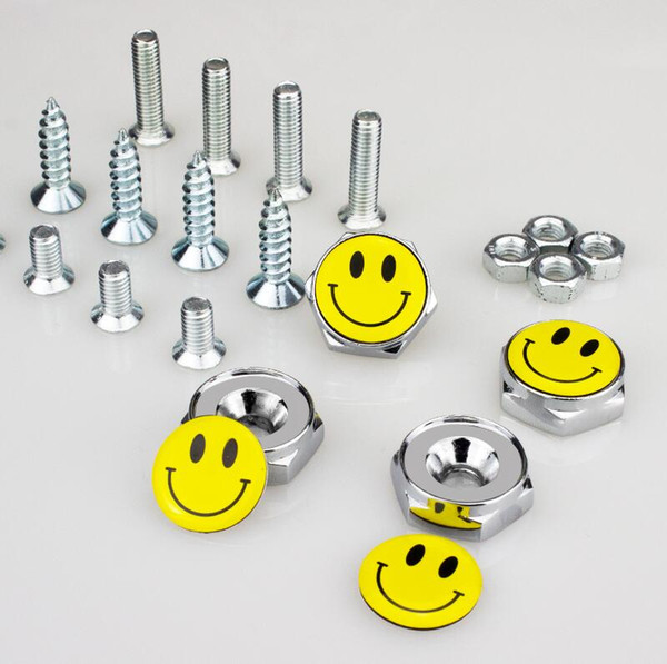 Smile License Plate Screws Thread License Plate Bolt Frame Bolts Universal Screws Chrome Car Styling