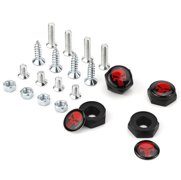 France Germany USA American Flag Red Skull head Black color Auto Aluminum alloy Anti-theft Car License Plate Bolts Frame Screws