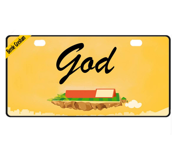 Bernie Gresham License Plate Cover in God We Trust Metal License Plate Cover Decorative Car License Plate Auto Tag Sign 6x12 inch