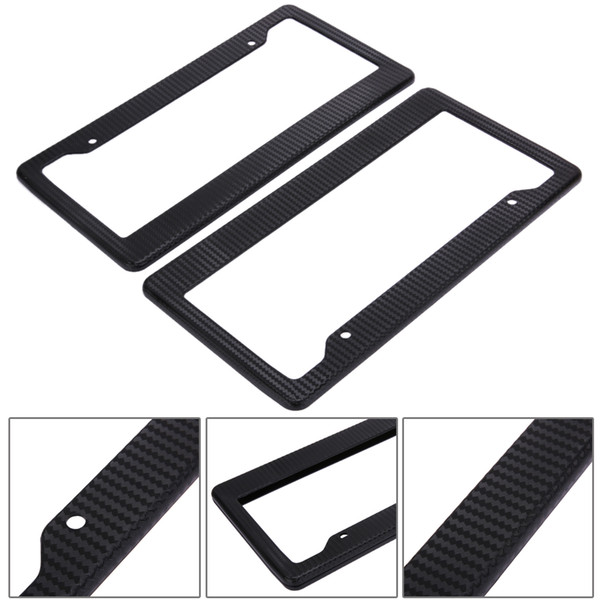 New 2pcs Black Aluminum Alloy Car Auto Vehicles License Plate Frame Tag Cover Holder With Screw Caps Car Styling