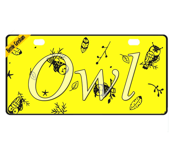 Bernie Gresham License Plate Cover Owl Metal License Plate Cover Decorative Car License Plate Auto Tag Sign 6x12 inch