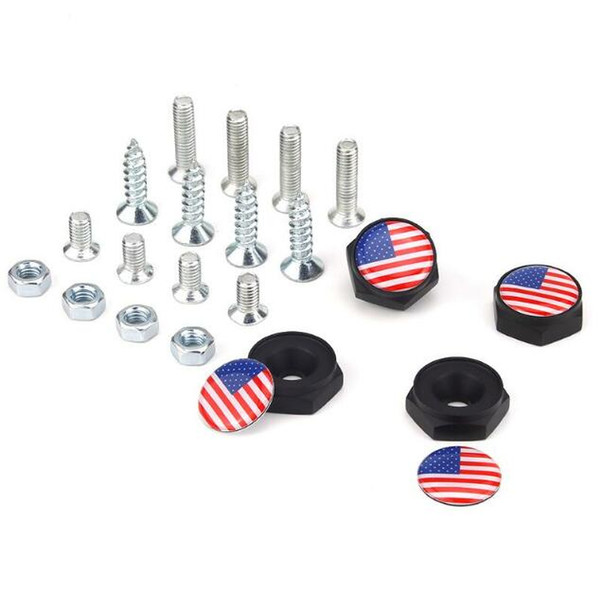 American USA China F1 flag Black color Auto Aluminum alloy Anti-theft Car License Plate Bolts Frame Screws Badge Emblem fit for Alfa romeo