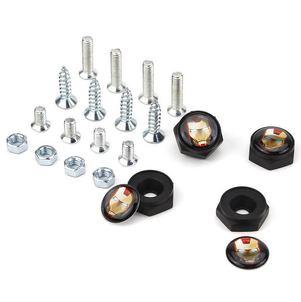 Iron-man Iron Man License Plate Screws Thread black License Plate Bolt Frame Bolts Universal Screws Car Styling