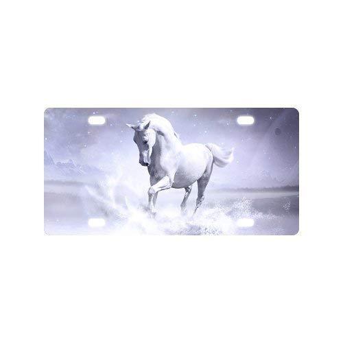 Sturdy and Beautiful License Plate Holders White Running Horse Galaxy for Cars Decorative Front Plate 6