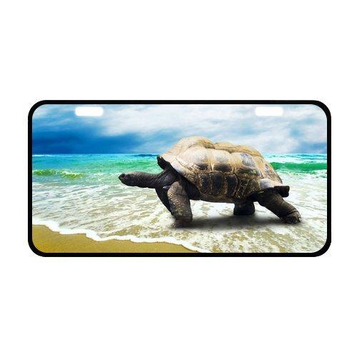 Funny Cute Turtle On The Beach Strong And Durable Aluminum Car License Plate 11.8