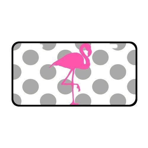 Sturdy and Beautiful License Plate Holders Grey White Polk Dots Pink Flamingo for Cars Decorative Front Plate 6.1