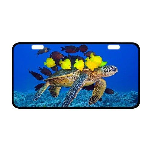 Hot Sale Sea Turtle And Yellow Fishes Brown Fishes Strong And Durable Aluminum Car License Plate 11.8