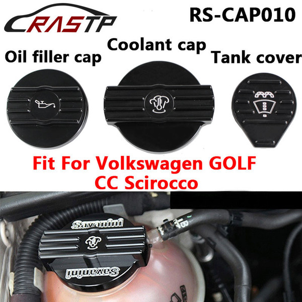 RASTP-Black Oil Cap Tank Cap Bottle Cap For Audi VW CC golf 6 GTI R MK6 Scirocco EA888 Engine Motor Protection Cover RS-CAP010