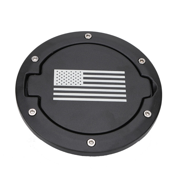 Black Alloy USA American Flag Fuel Filler Gas Tank Cap Oil Door Cover For Jeep Wrangler JK 2/4 Door 2007 - 2017 /