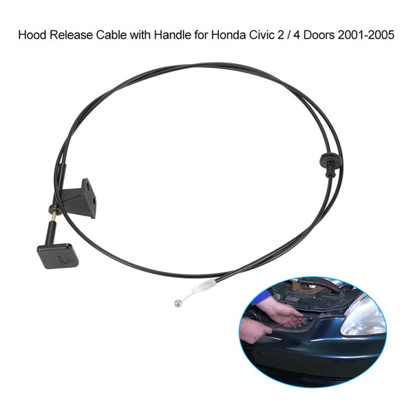 Freeshipping Hood Release Cable with Handle for Honda Civic 2 / 4 Doors 2001-2005