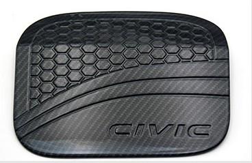 Carbon fiber ribbed fuel tank trim cover for Honda Civic 2016-2018