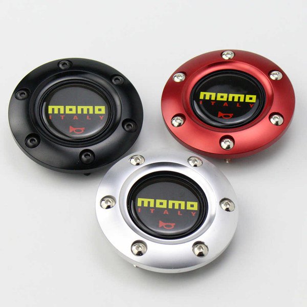 New Design MOMO Racing Car Steering Wheel Horn Button + Aluminium Edge Red/Silver/Black for Universal Car