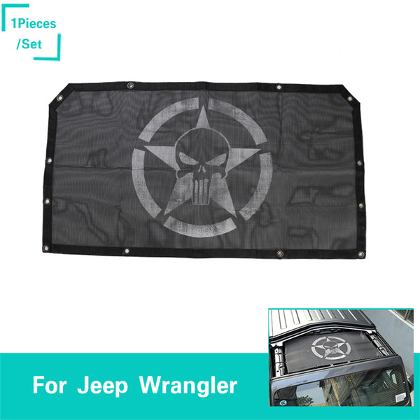 The New Sunshade Front Door Five-star Skull Head Logo Black Decoration Fit Jeep Wrangler JL From 2018 Auto Exterior Accessories