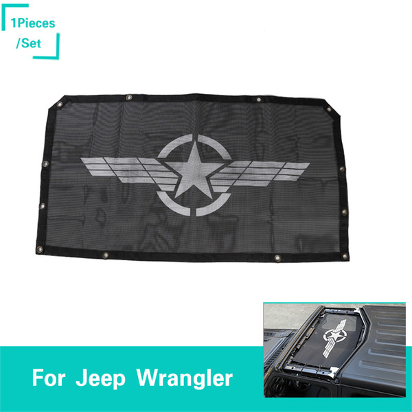 Sunshade The New Front Door Insulation Net Five-star Wings Logo Black Decoration Fit Jeep Wrangler JL From 2018 Auto Exterior Accessories