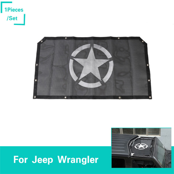 Sunshade The New Front Door Insulation Net Pentagram Logo Black Decoration Fit Jeep Wrangler JL From 2018 Auto Exterior Accessories