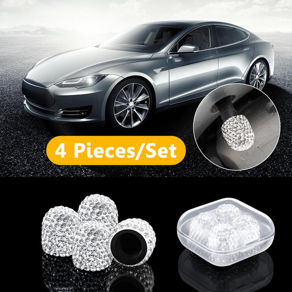 4pcs Car Tire Valve Stem caps Theftproof Car Wheel Tires Valves Tyre Stem Air Caps Diamond Blink Dustproof Accessories