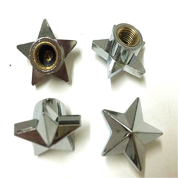 Metal Alloy Gold Sliver Star Tire Air Valve Stem Cap For Car Truck Motorcycle Bike Wheel Rim Caps 1.3*1.3*1.3CM 4pcs/lot