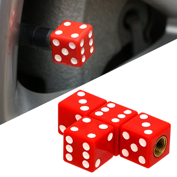 4pcs Universal Dice Car Tire Air Valve Stem Caps Auto Tire Valve Caps Covers Car-styling Auto Decoration Accessories