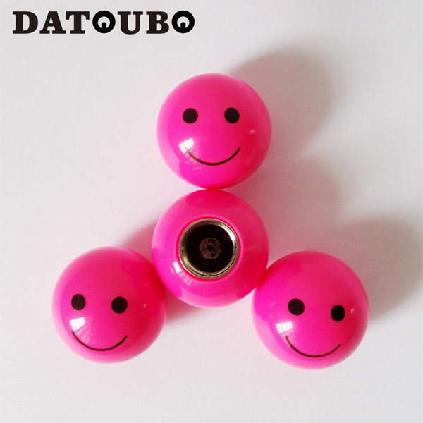 DATOUBO 16 pcs high quality car tire valve stems cap,novelty pink blue color smile face design universal Schrader valve cap.