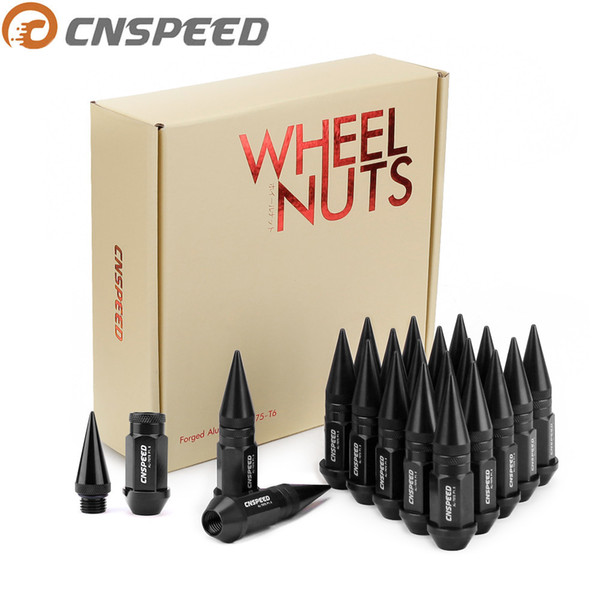 CNSPEED M12x1.5 Wheel Lug Nuts Aluminum 90MM Extended Tuner Racing Wheel Nuts Spike Style 20pcs/set YC101194