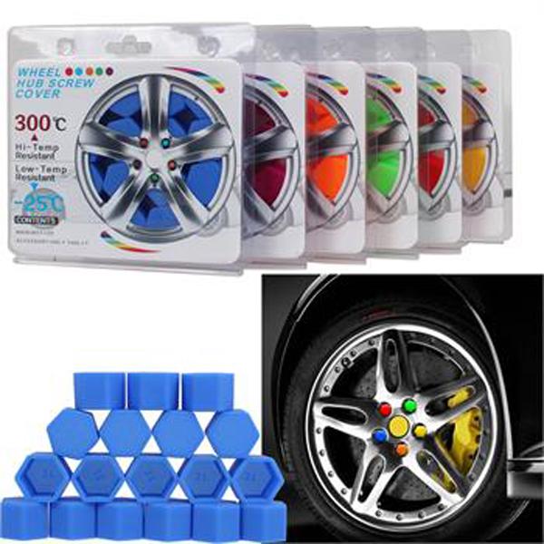 1 Set of 20pcs 21mm Hex Wheel Lug Nut Protection Caps Noctilucent Silicone Wheel Rim Bolt Cover Fluorescent Car Styling Parts