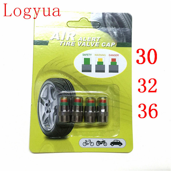 4Pcs/Lot High quality 30PSI 32PSI 36PSI Air Warning Alert Tire Valve Pressure Sensor Monitor Light Cap Indicator With Package