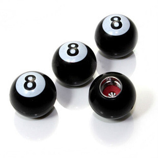 4pcs/set Bicycle Accessories Billiards personality Black 8 Eyeball Tire Valve Stems Cover Caps On Car Wheel Caps Dust Stems tool