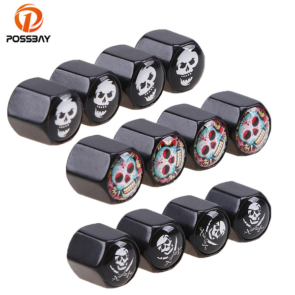 POSSBAY Universal Car Tire Wheel Rims Cap Auto Tire Stem Air Valve Caps Skull Tyre Valve Cover Motorcycle Air Caps