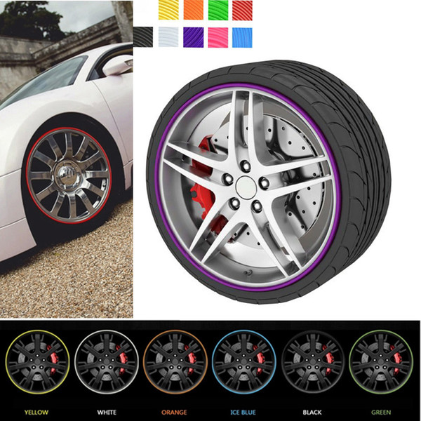 8m Car Styling Tire Tyre Rim Care Protector Hub Wheel Stickers Strip for BMW Golf 4 Opel Astra Toyota Mazda CEA_307