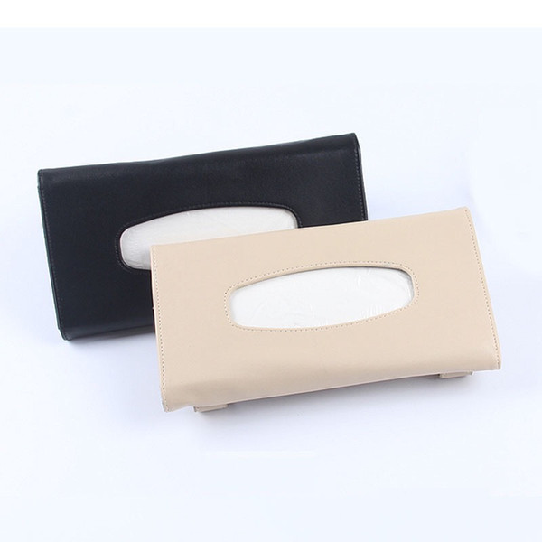 Black Beige Car PU Leather Car-styling Tissue Box Case High Grade Napkin Paper Auto Interior Decoration Accessories <$16 small package poor