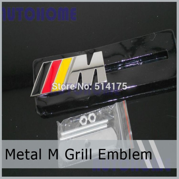 2 X Black/Red/Yellow Metal M Grill Car Emblem Rear Set Chrome Auto Hood Badge Emblem M3 M5 M6 M-Tec Tech M Free shipping order<$18no track