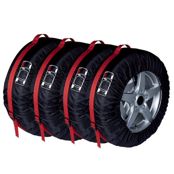 4 Pcs Tire Tote 80cm/31in Diameter Foldable Spare Tire Covers Protection Covers Storage Bags Wheel Cover for Car Off Road Truck Black & Red