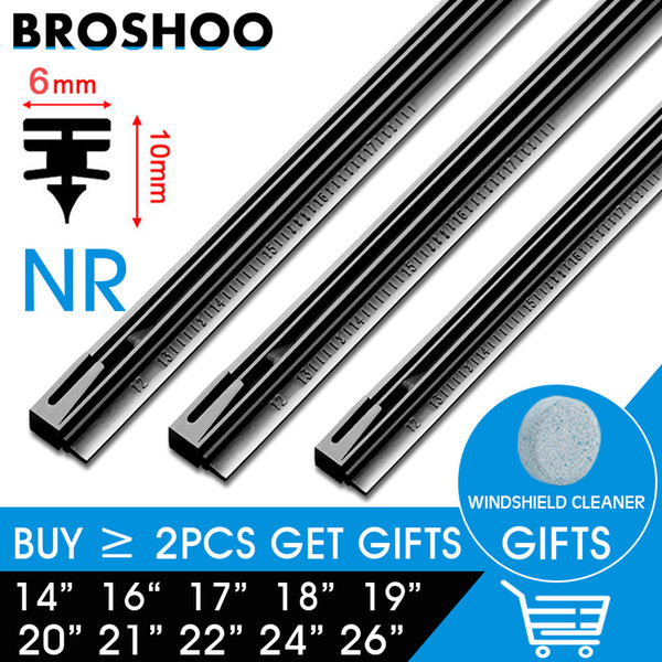 BROSHOO Car windscreen Wiper Blade Insert Natural Rubber Strip NR 6mm (Refill) 14