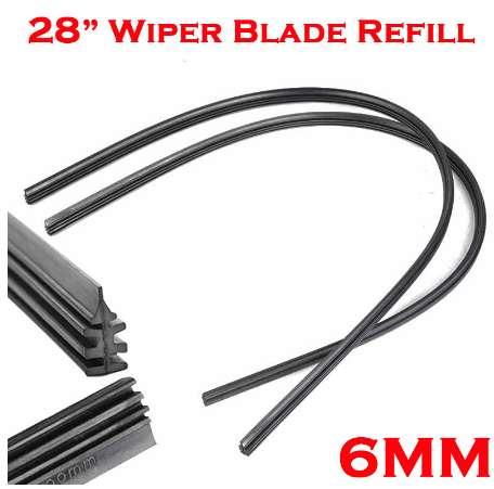 2PCS Universal Rubber Car Frameless Windshield Wiper Blade Refill 28 inch 6mm Car Windscreen Wiper Blade Refill Black