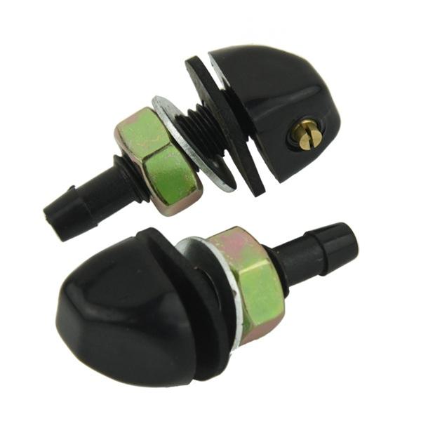 2 pcs Black Plastic Car Front Window Windshield Washer Spray Nozzle one pair