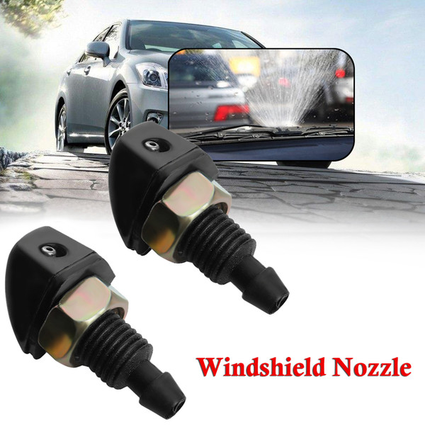 2Pcs Universal Car Vehicle Front Windshield Window Washer Sprayer Nozzle Black Plastic Exterior part High Quality