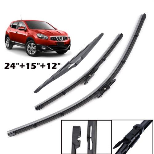 3Pcs Fit For Nissan Dualis J10 07-13 Car auto Front Rear Windscreen Wiper Blades Kit Set diy