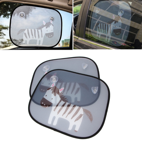 2Pcs Cute Cartoon Zebra Car Styling Curtain Anti Universal Car Window For Baby Sun Shades Suction Cup