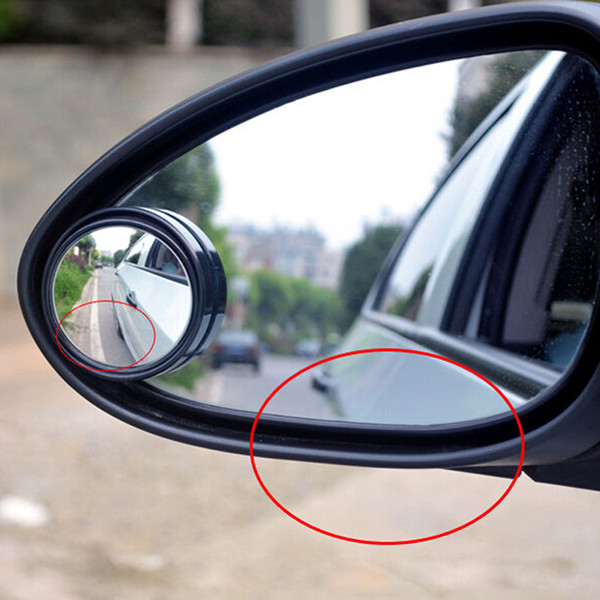 Car Vehicle Blind Spot Dead Zone Mirror Rear View Small Round Mirror Auto Side 360 Wide Angle Round Black