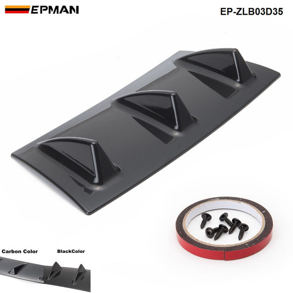 EPMAN NEW Rear Bumper Chassis Shark Fin 5 Wing Lip Diffuser ABS Universal Black/Carbon Color EP-ZLB03D35