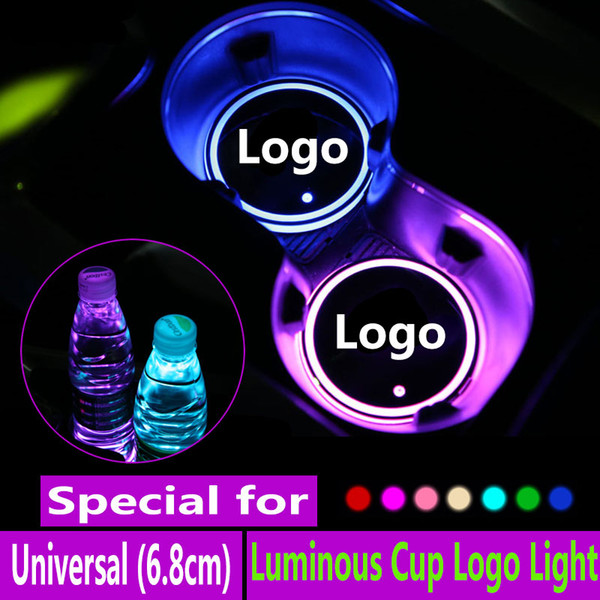 2pcs/set LED Car Cup Holder Pad Mat For Car Logo LED Light Accessories Free Shipping