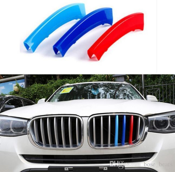 3pcs Front Center Grille Cover Decoration Trim Strips Fit For BMW X3 X4 F25 F26 11-2017 EEA206